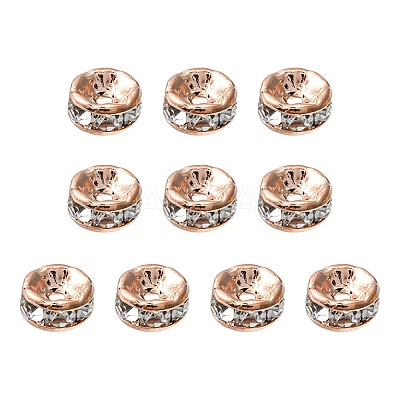Brass Rhinestone Spacer Beads RB-YW0001-04B-01RG-1