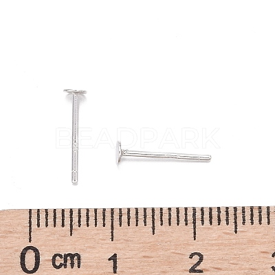 925 Sterling Silver Flat Pad  Stud Earring Findings STER-K167-045B-S-1