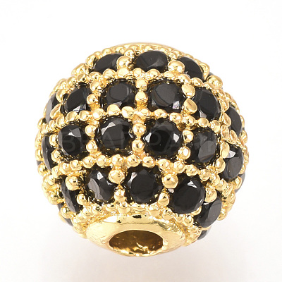Brass Micro Pave Cubic Zirconia Beads ZIRC-Q013-8mm-143G-1
