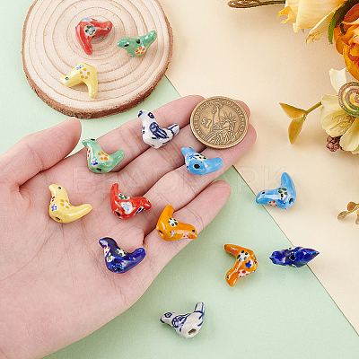 14Pcs 7 Colors Handmade Porcelain Beads PORC-PH0001-46-1