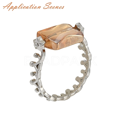 Rack Plating Brass Open Cuff Ring Settings KK-G455-14P-1