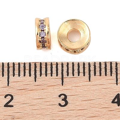 Brass Micro Pave Cubic Zirconia Beads KK-B100-043G-01-1
