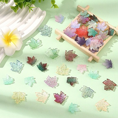 140Pcs 14 Colors Two Tone Transparency Glass Pendant GLAA-YW0005-77-1