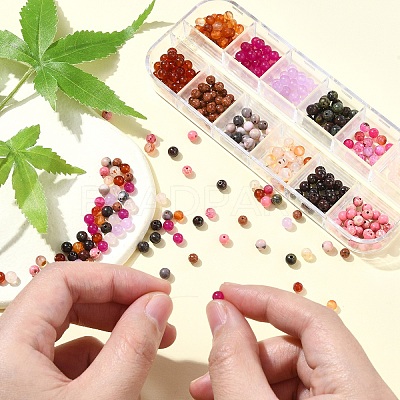 DIY Natural & Synthetic Gemstone Round Beads Stretch Bracelets Making Kits DIY-YW0011-51-1