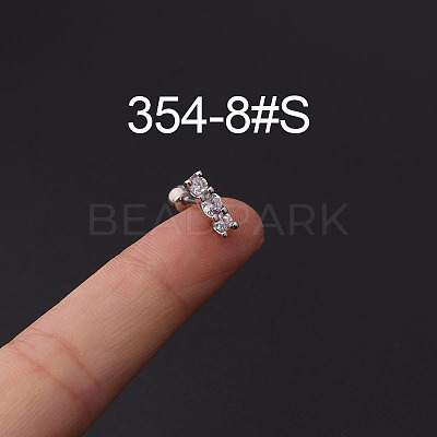 316L Stainless Steel Micro Pave Cubic Zirconia Cartilage Earrings WG094CA-08-1