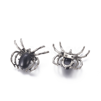 Natural Black Agate Brooch G-A176-C05-1