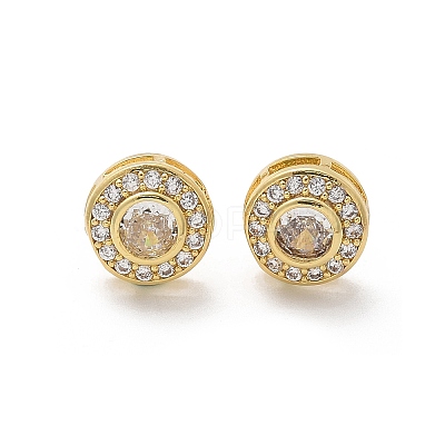 Brass Micro Pave Clear Cubic Zirconia Stud Earrings EJEW-Q015-10G-1