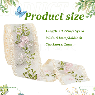 Polyester Embroidery Flower Lace Ribbons DIY-FG0004-74-1