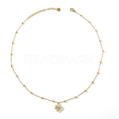 Valentine's Day 304 Stainless Steel Heart Pendant Satellite Chain Necklaces for Women JN5423-2-1