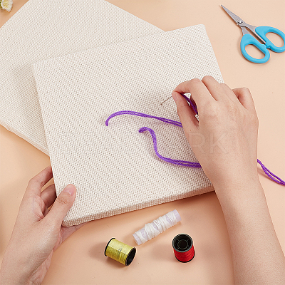Punch Needle Fabric with Bamboo Square Frames TOOL-WH0051-89-1