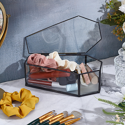 Coffin Brass Glass Decoration Box AJEW-WH0816-068-1