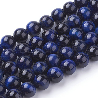 Natural Blue Tiger Eye Beads Strands X-G-G099-8mm-13-1