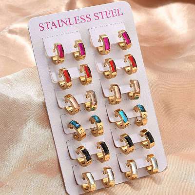 201 Stainless Steel Hoop Earrings EJEW-D354-12G-1