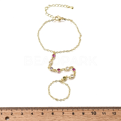 Brass Micro Pave Cubic Zirconia Mittens Bracelets BJEW-C156-01G-1