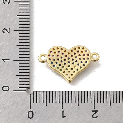 Brass Micro Pave Cubic Zirconia Heart Connector Charms KK-D431-062A-G-1