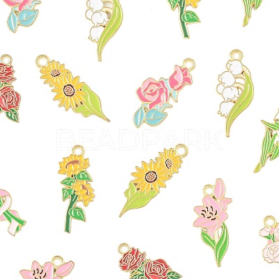 16Pcs 8 Styles Alloy Enamel Pendants ENAM-FS0003-93-1