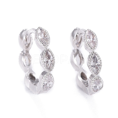 Brass Micro Pave Cubic Zirconia Huggie Hoop Earrings LS-EJEW-K083-34P-B-1