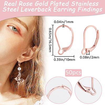 50Pcs 304 Stainless Steel Leverback Earring Findings STAS-BBC0005-30-1