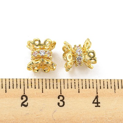 Brass Micro Pave Cubic Zirconia Spacer Beads KK-H452-15G-1