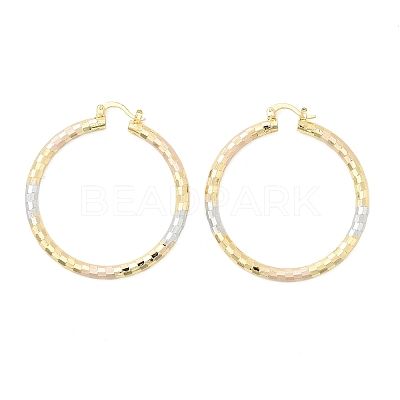 Brass Two Tone Hoop Earrings EJEW-B117-06E-M-1