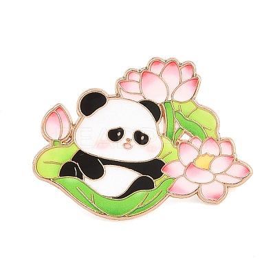 Panda with Lotus Enamel Pins JEWB-L028-02G-05-1