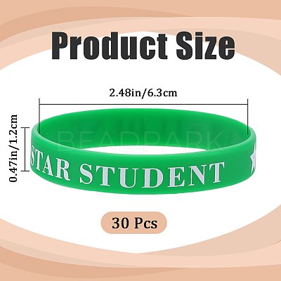 Word Star Student Silicone Cord Bracelet Wristband BJEW-WH0018-49D-1