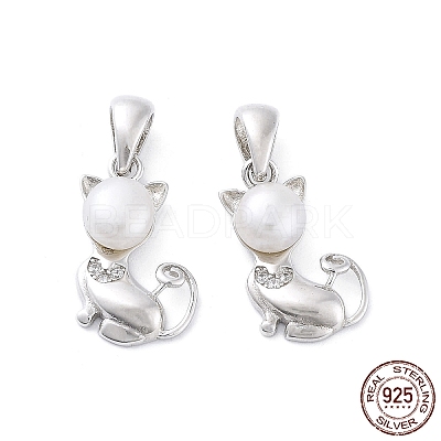 Anti-Tarnish Rhodium Plated 925 Sterling Silver Micro Pave Cubic Zirconia Pendants STER-A044-03P-1