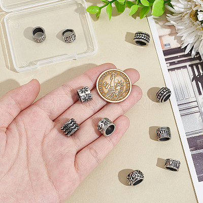 10Pcs 10 Styles 316 Surgical Stainless Steel Large Hole Beads STAS-UN0061-40-1