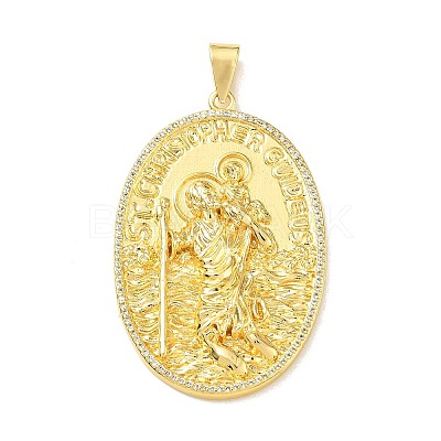 Religion Brass Micro Pave Clear Cubic Zirconia Big Pendants KK-A303-10A-G-1