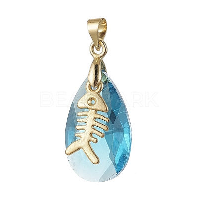 Ocean Themes Alloy & Glass Teardrop Pendants PALLOY-JF03880-1