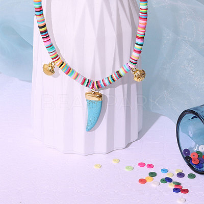 Flat Round Handmade Polymer Clay Beads LS-CLAY-R067-8.0mm-16-1