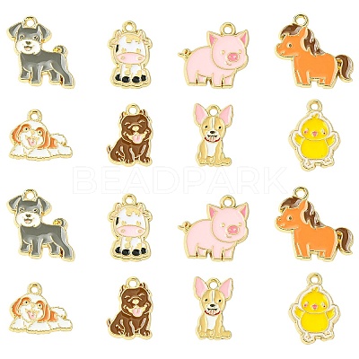 40Pcs 8 Styles Zinc Alloy Enamel Pendants FIND-CJ0004-47-1