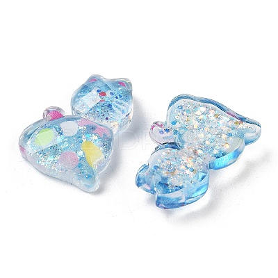 Transparent Resin Bowknot Kitten Decoden Cabochons RESI-M045-07E-1