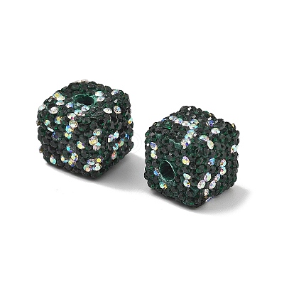 Cube Shape Polymer Clay Rhinestone Beads CLAY-NH0001-08I-1