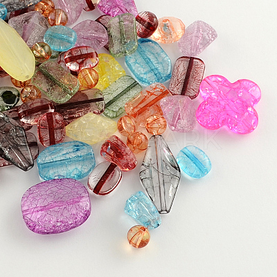 Mixed Crackle Style Transparent Acrylic Beads X-MACR-R546-28-1