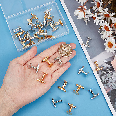 30Pcs 2 Colors Brass Cufflinks for Men FIND-HY0003-47-1
