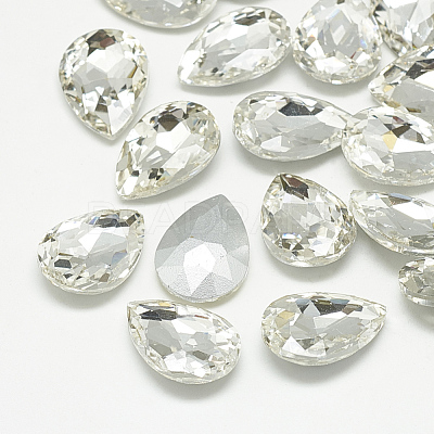 Pointed Back Glass Rhinestone Cabochons RGLA-T081-13x18mm-01-1