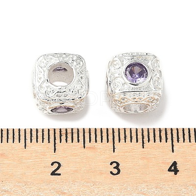 Brass Cubic Lilac Zirconia European Beads KK-A254-13S-01-1