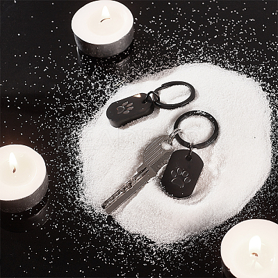 Rectangle with Paw Print 304 Stainless Steel Pet Memorial Urn Ashes Keychains STAS-WH0029-80EB-1