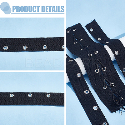 8 Yards Cotton Twill Tape Ribbons with Stainless Steel Eyelets OCOR-BC0006-43A-1