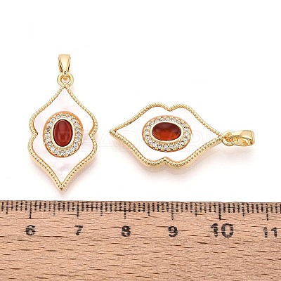 Natural Carnelian(Dyed & Heated) with Shell Pendants KK-N287-12G-01-1