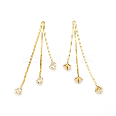 Clear Glass Tassel Pendnants KK-P228-16G-1