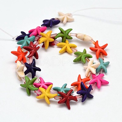 Starfish/Sea Stars Synthetic Turquoise Bead Strands G-M150-03-1