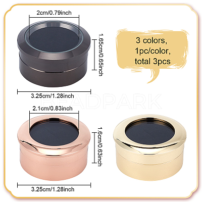 3Pcs 3 Colors Alloy & Stainless Steel Loose Diamond Boxes CON-FG0001-07-1