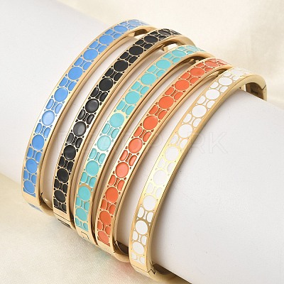 304 Stainless Steel Enamel Hinged Bangles BJEW-D408-43G-1
