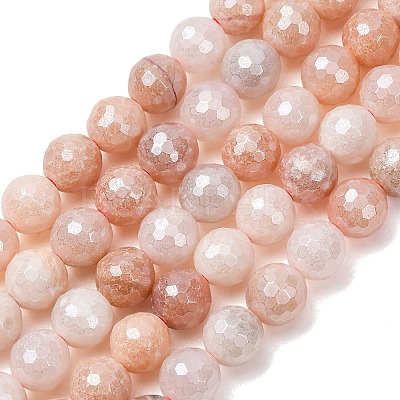 Electroplated Natural Pink Aventurine Beads Strands G-B191-A05-8mm-1