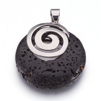 Natural Lava Rock Pendants KK-F751-D15-1