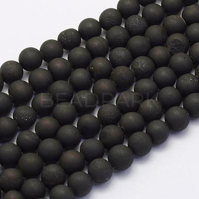 Electroplate Natural Druzy Agate Beads Strands G-G708-6mm-09-1