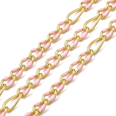 Handmade Brass Enamel Oval Link Chains CHC-L053-08G-07-1