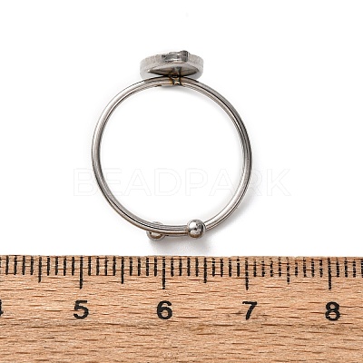 Adjustable 304 Stainless Steel Cuff Ring Components STAS-D372-09P-1